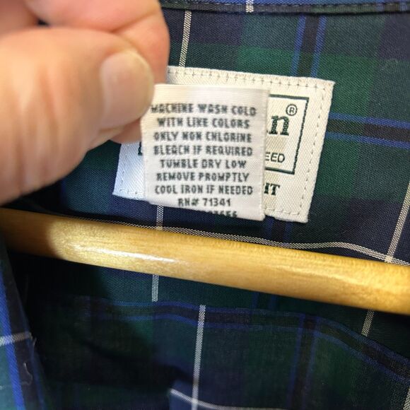 L.L. Bean NWOT Green Navy Plaid Traditional Fit LS Buttondown Shirt Size XXL - Picture 7 of 11